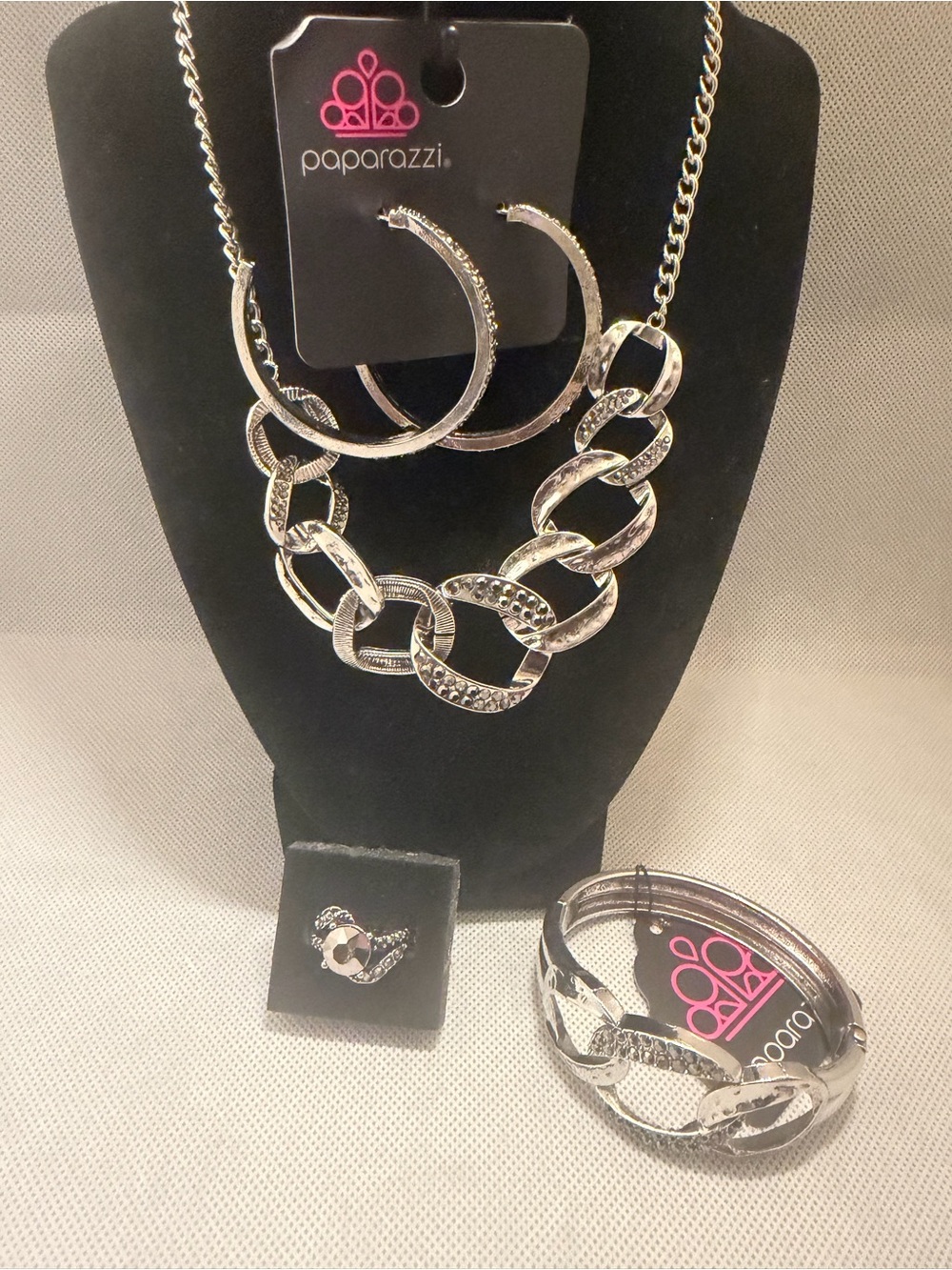 Silver Link Statement Jewelry Set - Silver